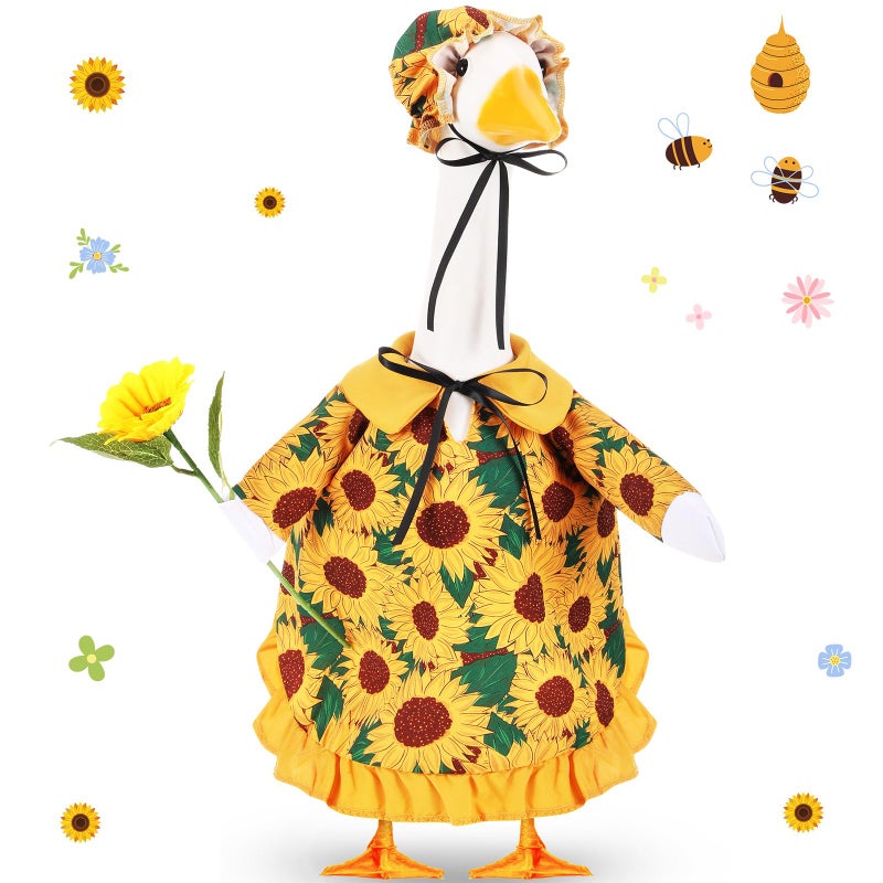 FuWeave Spring Sunflower Goose Outfit Lawn Porch Goose Clothes Costume 23" Geese Outdoor Patio Yard Lawn Art Decoration - Image 1