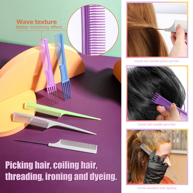 Oneleaf Hair Comb Stylists Professional Styling Comb Set Variety Pack Great for All Hair Types & Styles, Colorful - Image 3