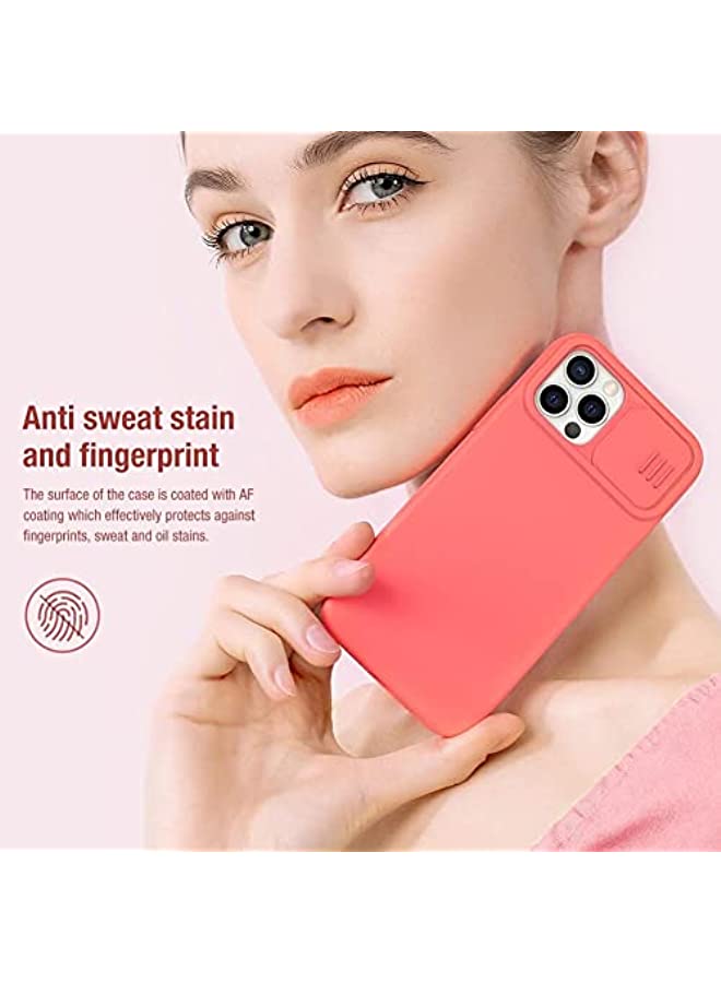Nillkin Camshield Silky Magnetic Silicone Back Case For Apple Iphone 12 Pro Max, Peach Pink - Image 3