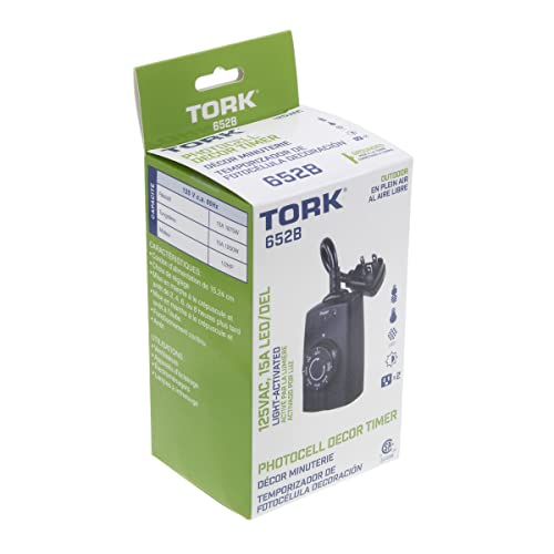 NSI تايمر ميكانيكي خارجي ثقيل من NSi Industries TORK 652B يعمل بجهد 15 أمبير مع مستشعر ضوئي/مفعل بالضوء مع سلك بطول 6.5 بوصة - متوافق مع المصابيح المتوهجة/المضغوطة الفلورية/LED - مثالي لتزيين عيد الهالوين - Image 2