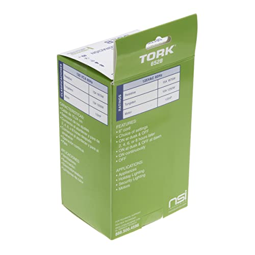 NSI تايمر ميكانيكي خارجي ثقيل من NSi Industries TORK 652B يعمل بجهد 15 أمبير مع مستشعر ضوئي/مفعل بالضوء مع سلك بطول 6.5 بوصة - متوافق مع المصابيح المتوهجة/المضغوطة الفلورية/LED - مثالي لتزيين عيد الهالوين - Image 3