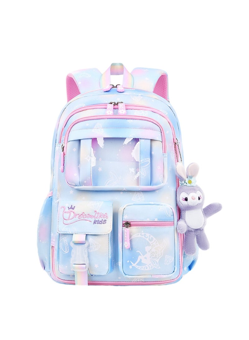 هويتك حقيبة ظهر مدرسية للأطفال باللون الأزرق والوردي - Image 1