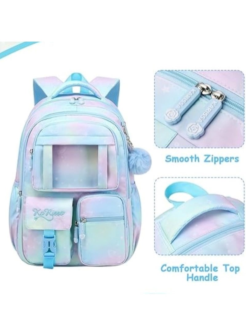 هويتك حقيبة ظهر مدرسية للأطفال باللون الأزرق والوردي - Image 2