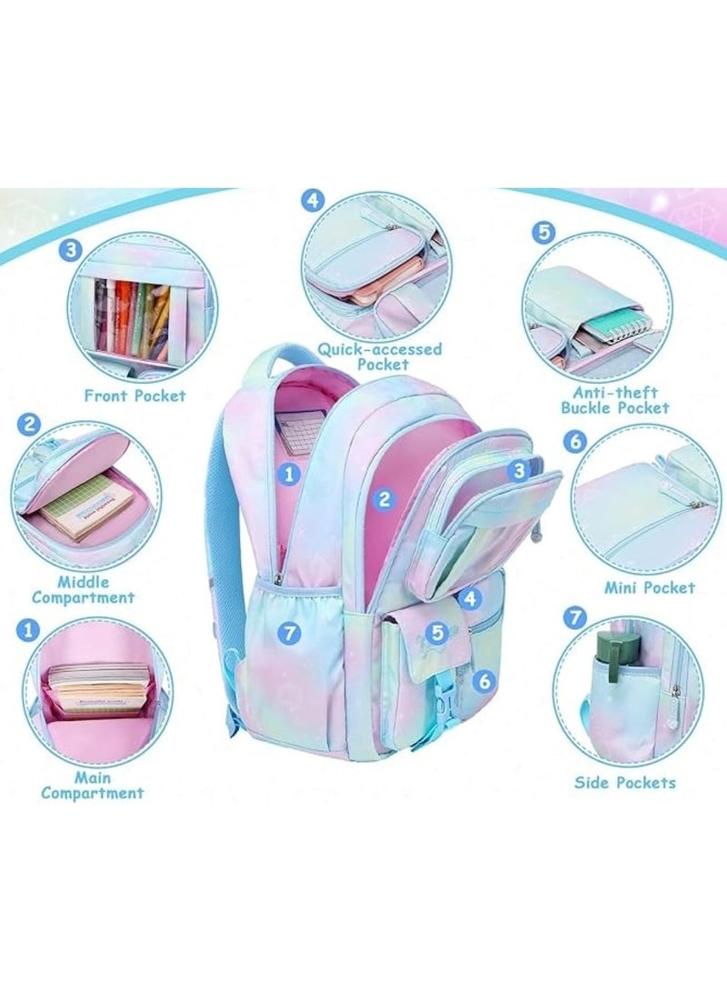 هويتك حقيبة ظهر مدرسية للأطفال باللون الأزرق والوردي - Image 4
