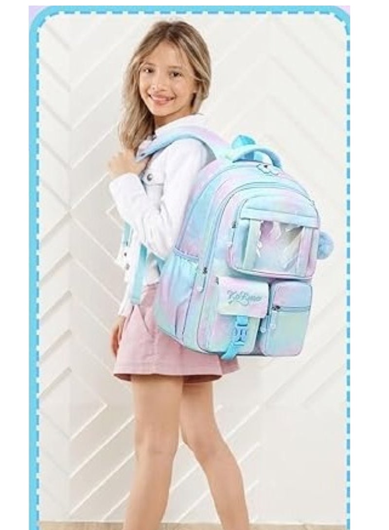 هويتك حقيبة ظهر مدرسية للأطفال باللون الأزرق والوردي - Image 5