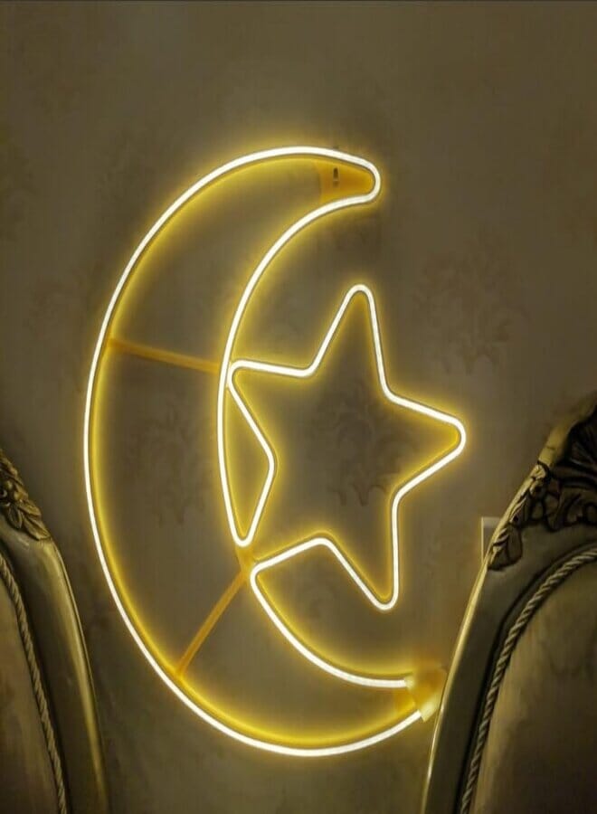 Moon Star Lamp, Ramadan Decorations, Ramadan Decor , ramadan lantern, LED Lamp String Lights 60CM - Image 1
