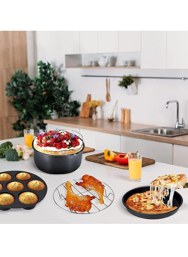Loquat 8pcs 7 Inch Air Fryer Accessories Set Deluxe Deep Fryer Accessories Compatible for 3.5QT-5.2QT Air Fryer and Oven - Image 5