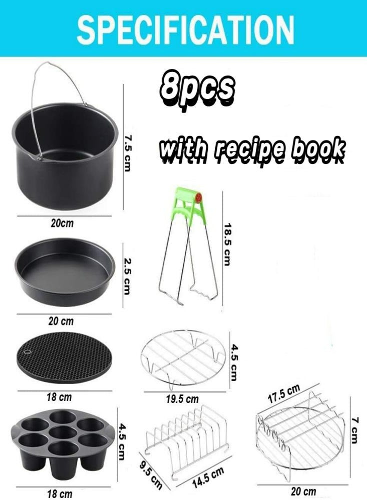 Loquat 8pcs 7 Inch Air Fryer Accessories Set Deluxe Deep Fryer Accessories Compatible for 3.5QT-5.2QT Air Fryer and Oven - Image 2