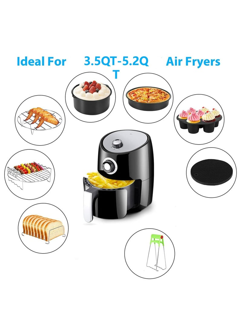 Loquat 8pcs 7 Inch Air Fryer Accessories Set Deluxe Deep Fryer Accessories Compatible for 3.5QT-5.2QT Air Fryer and Oven - Image 4