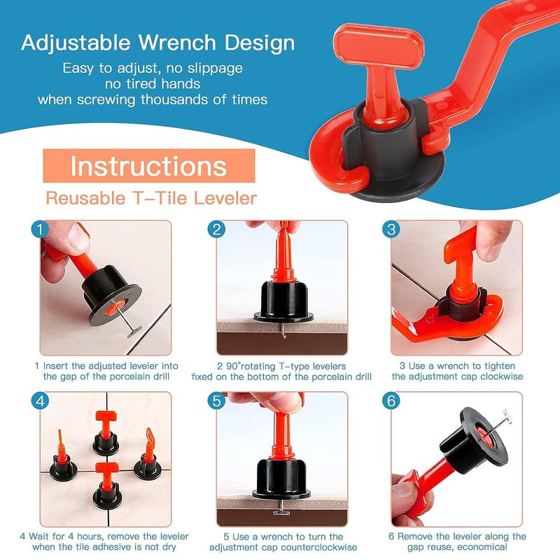 HELLARO 50 PCS Tile Leveling System Kit，Reusable Tile Leveler Needle Thickness 1.5MM，Suitable for 3-17MM Tile Tools（Multicolor） - Image 2