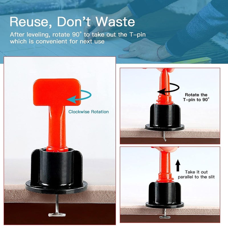 HELLARO 50 PCS Tile Leveling System Kit，Reusable Tile Leveler Needle Thickness 1.5MM，Suitable for 3-17MM Tile Tools（Multicolor） - Image 3