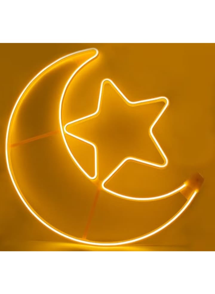 زينة رمضان أضواء ستارة خيطية مزخرفة مرصعة بالنجوم بطول 3.5 متر أضواء رمضانية قمر ونجوم إضاءة ليلية LED لتزيين المنزل في رمضان - Image 3