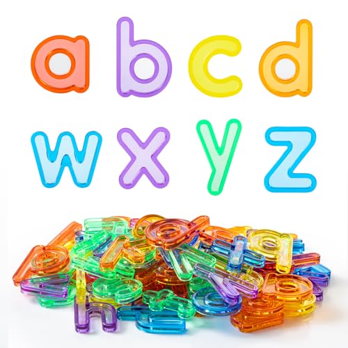 PreTrans 78 Pcs Plastic Letters for Kids 3 Sets of Lowercase Alphabet Letters Translucent Toys for Light Table Ideal Light Box Accessories for Toddlers - Image 1