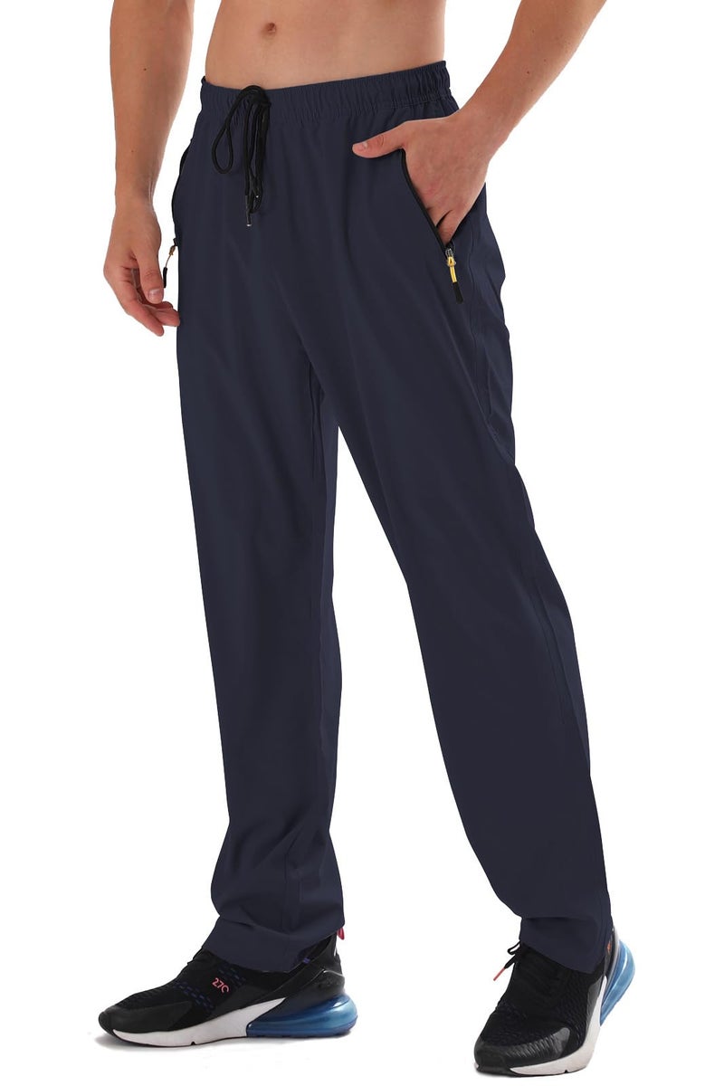 AIRIKE Sweat Pants for Men Casual Athletic Polyester Quick Dry Lightweight Water Resiatant Running Sports Gym Pants with Pockets Darkblue - Image 1