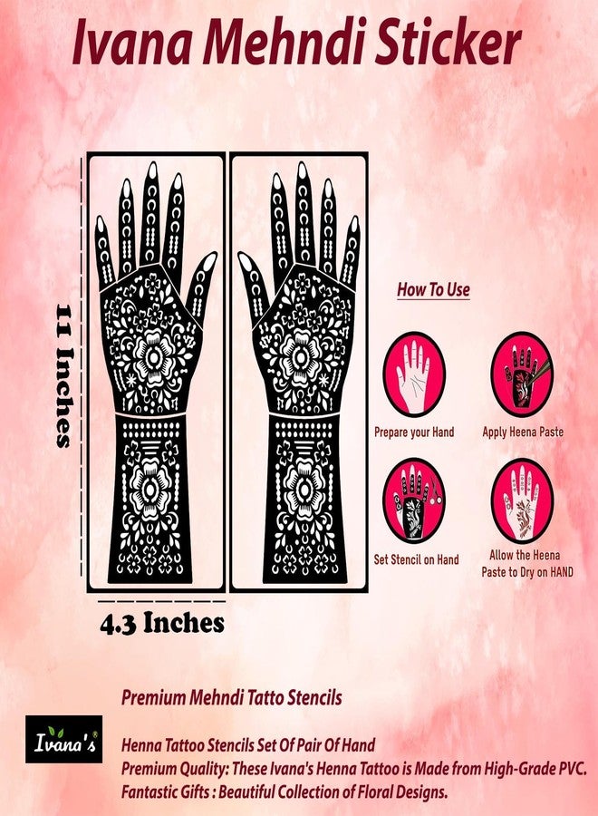 Ivana's Full Hand Traditional Theme Bridal Mehndi Stencil Sticker with Intricate Artwork Easy to Use with Instant Beautiful Design | DES-1017 - Image 3