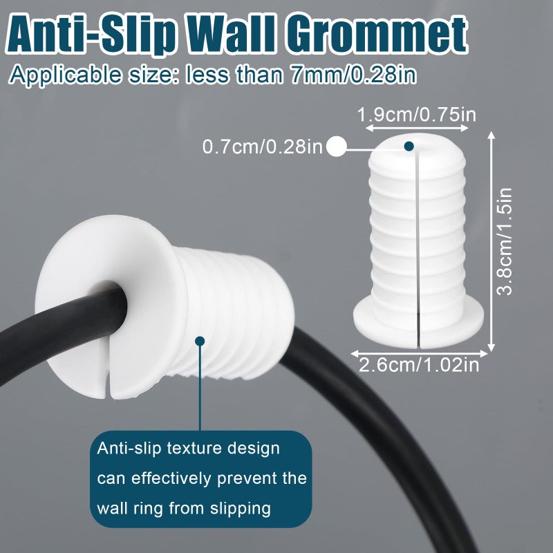 lasuroa 4pcs 3/4 Inch Cable Grommets for Starlink, Anti-Slip Cable Routing Kit Split Wall Hole Pass Through Bushing Grommet for Ethernet/TV Wires Waterproof Cord Protection Accessories Part(19mm Dia, White) - Image 2