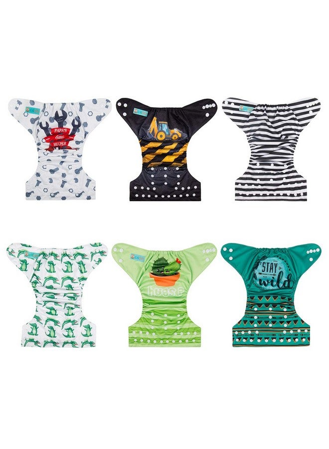 ALVA Baby 6 Pack With 12 Inserts Baby Diaper Pocket Cloth Diapers Reusable Washable Adjustable For Baby Boys And Girls 6Dm35 - Image 3