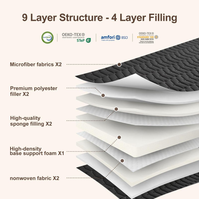 Vibe bear Premium Foam 3.2" Thick Japanese Futon Floor Mattress - Full Size 54"x80" 100% High-Density Foam,Comfortable Sleeping Pad,Tatami Mat for Dorm,Bedroom or Guest Roomï¼ŒBoys Girls Dormitory Pads(Black) - Image 4