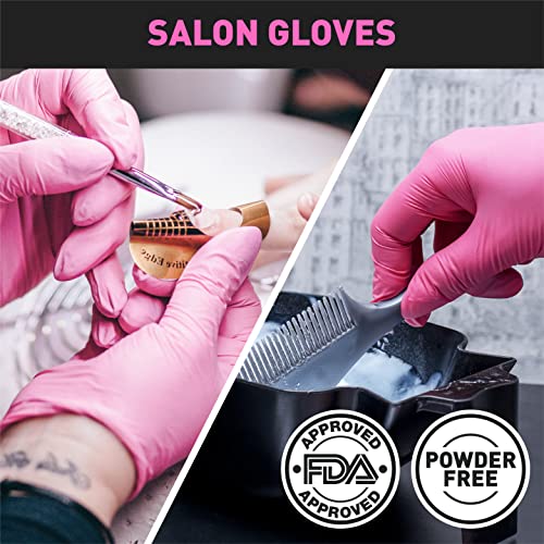 OKIAAS Black/Pink Vinyl Gloves Disposable Latex Free, Food Safe, Powder Free, 5 Mil Thickened for Cooking, Cleaning, Food Prep, Baking, Hair Dye, Tattoo, Medium, 50 Count - Image 4