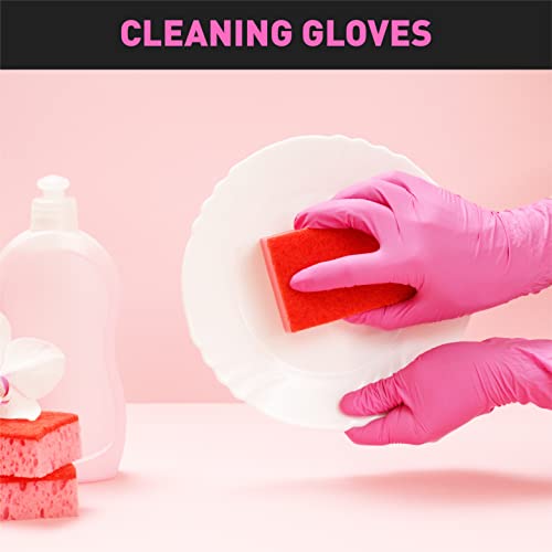 OKIAAS Black/Pink Vinyl Gloves Disposable Latex Free, Food Safe, Powder Free, 5 Mil Thickened for Cooking, Cleaning, Food Prep, Baking, Hair Dye, Tattoo, Medium, 50 Count - Image 5