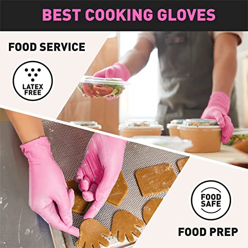 OKIAAS Black/Pink Vinyl Gloves Disposable Latex Free, Food Safe, Powder Free, 5 Mil Thickened for Cooking, Cleaning, Food Prep, Baking, Hair Dye, Tattoo, Medium, 50 Count - Image 3