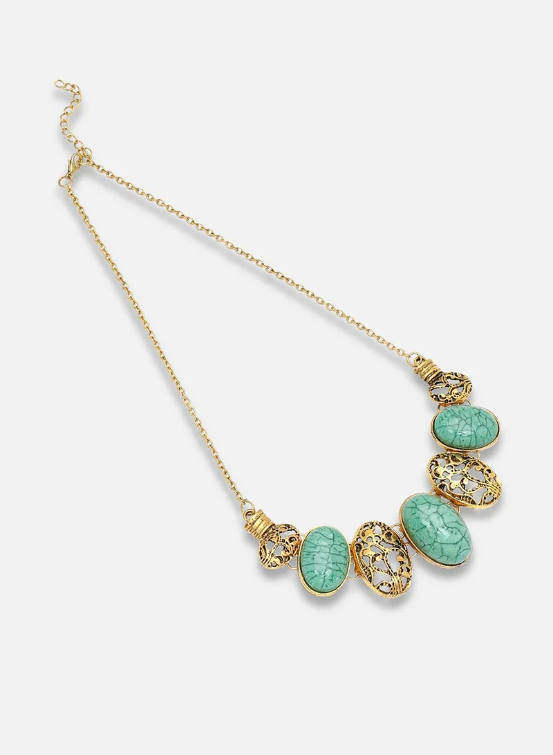 سوهي قلادة حجرية مصممة للحفلات مطلية بالذهب