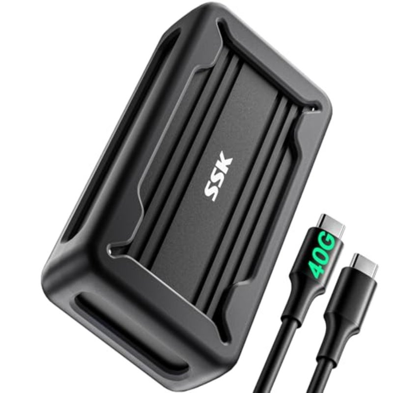حاوية SSK 40 جيجابت في الثانية M.2 NVMe SSD، علبة USB 4 NVMe USB C لـ Thunderbolt 3/4، حاوية خارجية M2 تدعم 2280/2260/2242/2230 SSD، مفتاح M مع مؤشر LED، ألومنيوم - Image 1