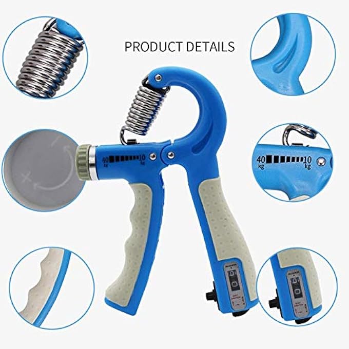 ريحني مقبض تمارين تقوية يد من نوع Dosela من عبوتين مع ممدد مقاومة قابل للتعديل بوزن 22-88 رطل - Image 4