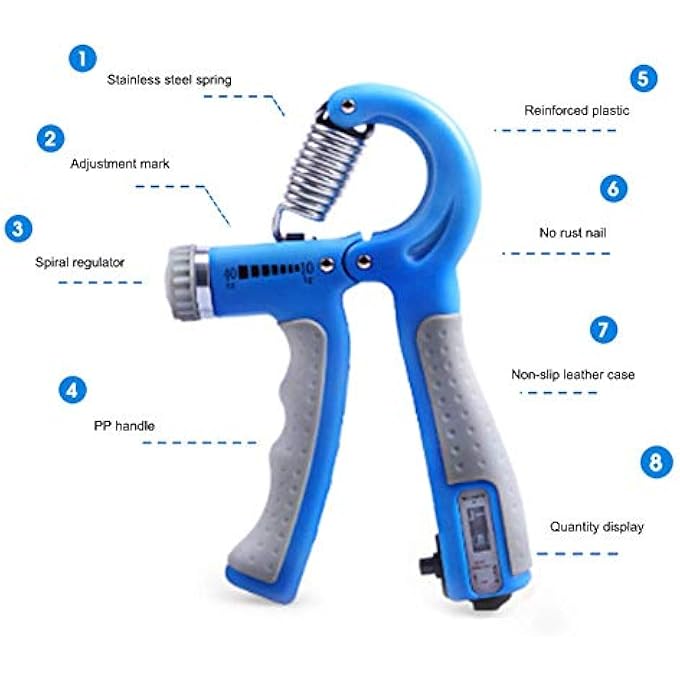 ريحني مقبض تمارين تقوية يد من نوع Dosela من عبوتين مع ممدد مقاومة قابل للتعديل بوزن 22-88 رطل - Image 5