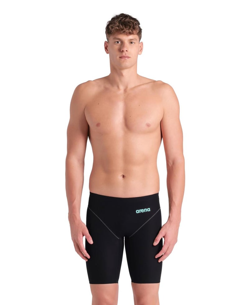 ARENA Powerskin Impulso Men’s Racing Jammer Competition Swimsuit One Piece Athletic Swim Team Championship Tech Suit, Black Teal, Size 30 - Image 1