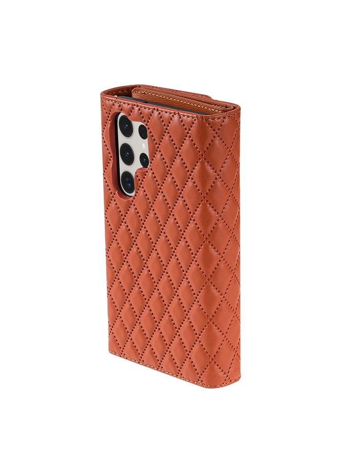 اس-توب جراب لهاتف Samsung Galaxy S22 Ultra 5G بسحاب ومحفظة متعددة البطاقات، جراب هاتف جلدي معيني الشكل - Image 3