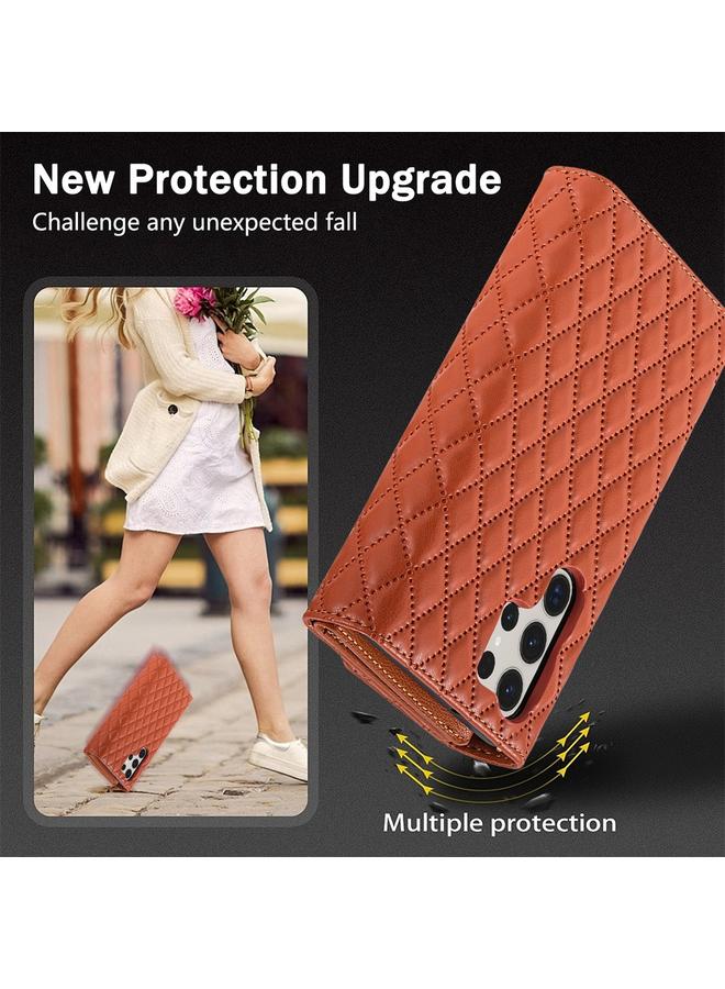 اس-توب جراب لهاتف Samsung Galaxy S22 Ultra 5G بسحاب ومحفظة متعددة البطاقات، جراب هاتف جلدي معيني الشكل - Image 5