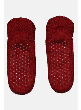 oysho Kids Girl 1 Pair Textured Socks, Maroon  - Image 1
