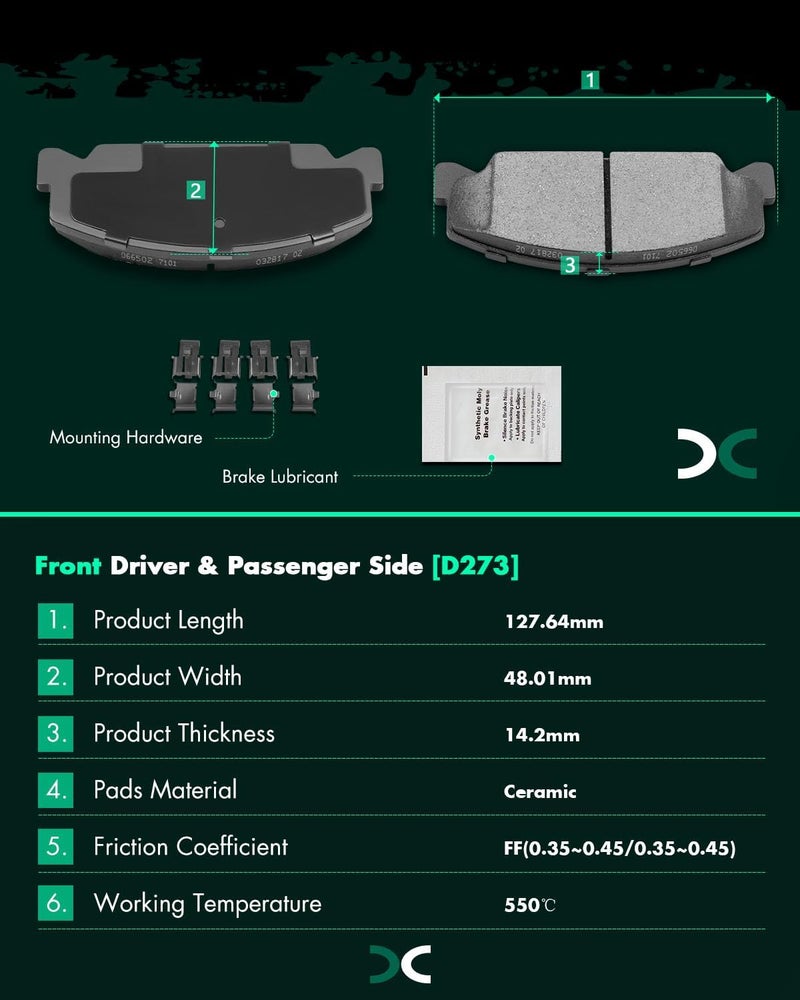 SCITOO D273-7178 Front Brake Pads for Honda Accord, Civic, Civic del Sol, CRX - Image 3