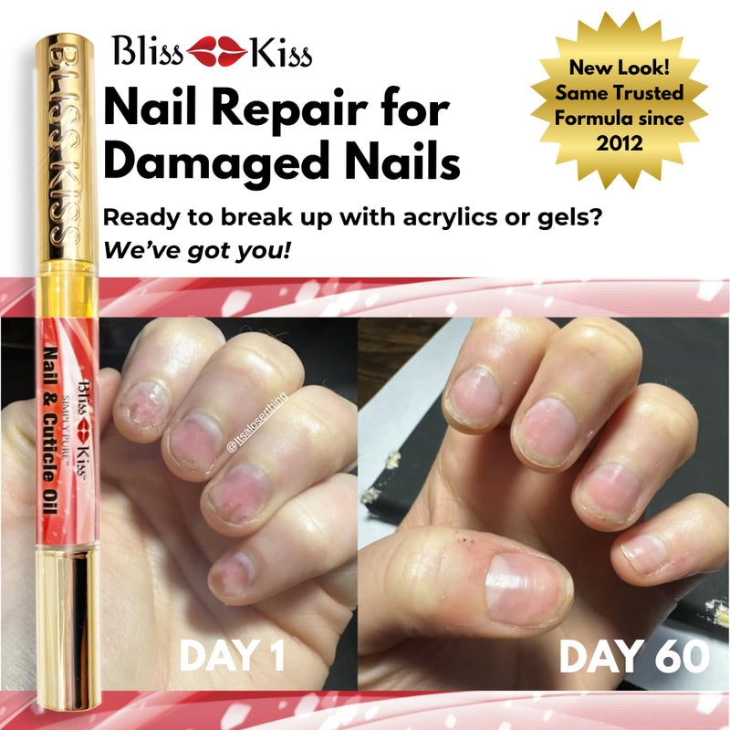 Bliss Kiss | 1 Candy Cane Fragrance | Nail Oil Cuticle Pen w/Vitamin E & Jojobaâ¤Nail Strengthener Nail Growth Serum for Brittle Peeling Breaking Thin Nails - Image 2