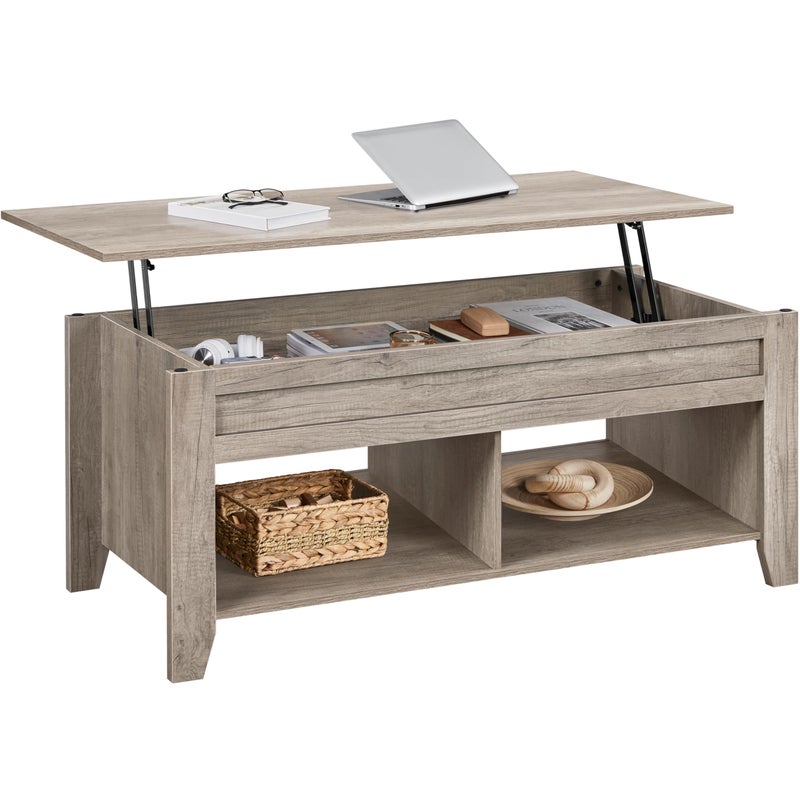 Yaheetech Lift Top Coffee Table with Hidden Storage Compartment Lower Shelf Lift Tabletop Farmhouse Table for Living Room Office Reception 475in L Gray