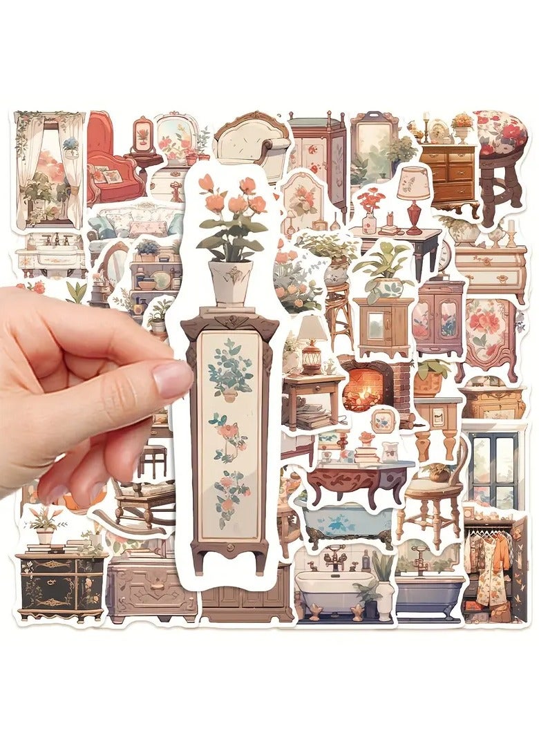 Goolsky 50pcs Personalized Creative Retro Furniture Stickers for Tablet, Luggage and Skateboard Decoration - Image 5