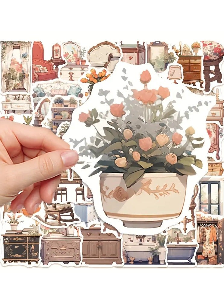 Goolsky 50pcs Personalized Creative Retro Furniture Stickers for Tablet, Luggage and Skateboard Decoration - Image 4