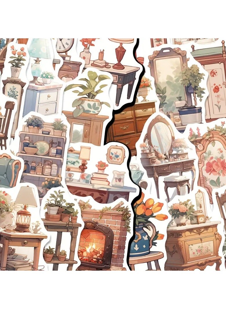 Goolsky 50pcs Personalized Creative Retro Furniture Stickers for Tablet, Luggage and Skateboard Decoration - Image 3