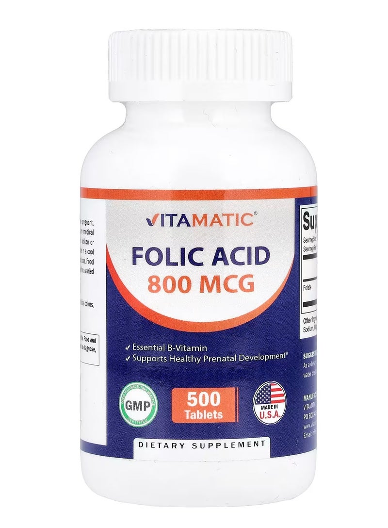 Folic Acid, 800 mcg, 500 Tablets