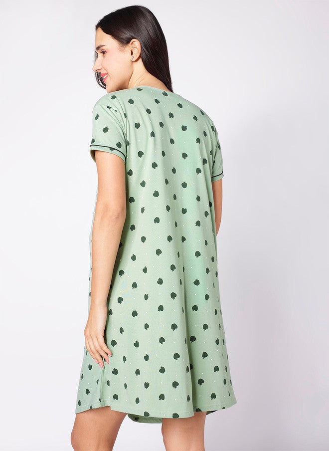 beebelle Green Conversational Printed Maternity Nightdress - Image 4
