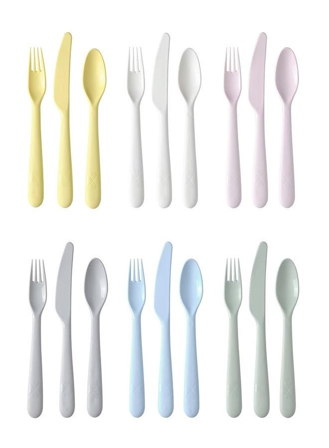 NT-STAR Multicolour Spoons,Fork and Knifes for Kids, Set of 18 (Light Colour) - Image 1