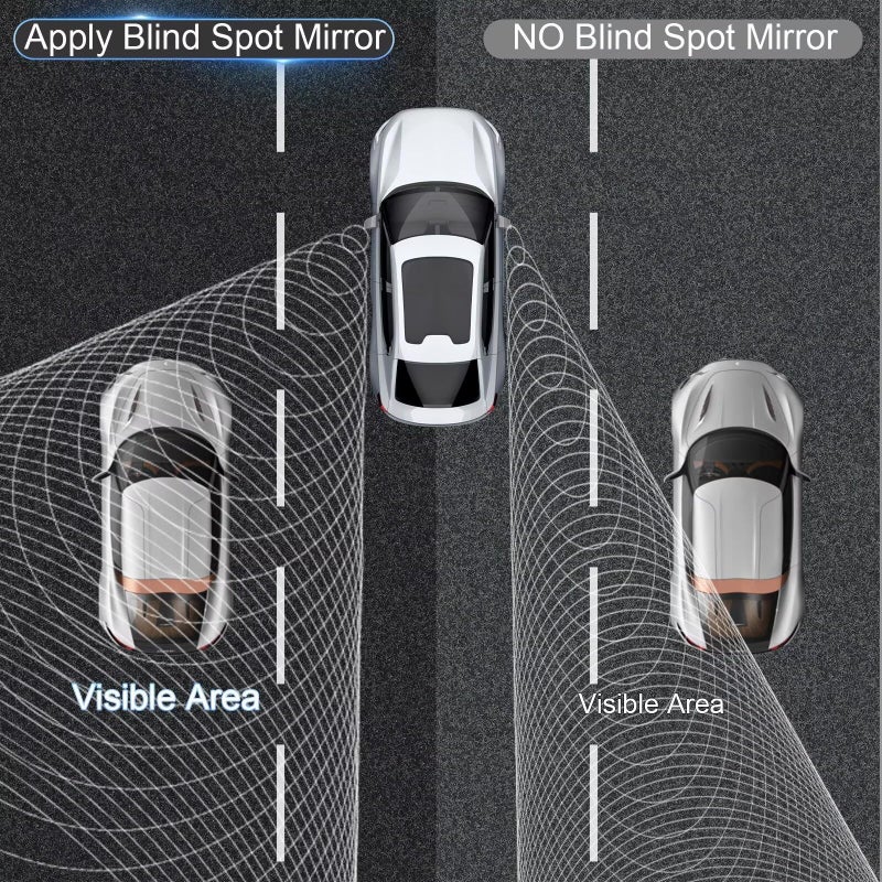 BFXM Blind Spot Mirrors 2 Pack, Frameless Side Mirror Blindspot Convex HD Glass Car Accessories, Side View Mirror Blindspot with Wide Angle Adjustable Stick for Car SUV and Trucks - Image 2