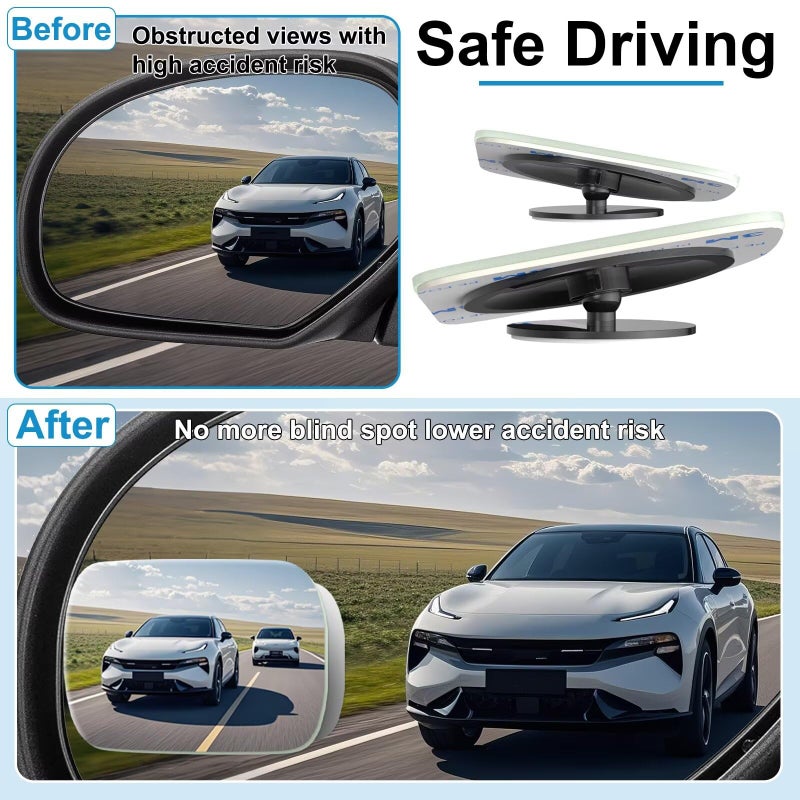 BFXM Blind Spot Mirrors 2 Pack, Frameless Side Mirror Blindspot Convex HD Glass Car Accessories, Side View Mirror Blindspot with Wide Angle Adjustable Stick for Car SUV and Trucks - Image 5