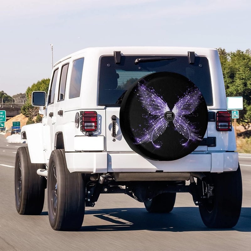 Delerain Spare Tire Cover with Backup Camera Hole Butterfly Wheel Covers Waterproof Dust-Proof UV Sun Universal Fit for RV Trailer RV SUV Truck (17 Inch for Diameter 31"-33") - Image 2
