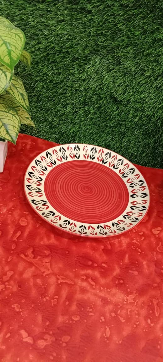 Caffeine Ceramic Handmade Orange Arrow Pattern Combo Dinner Set (2 pcs.) - Image 2