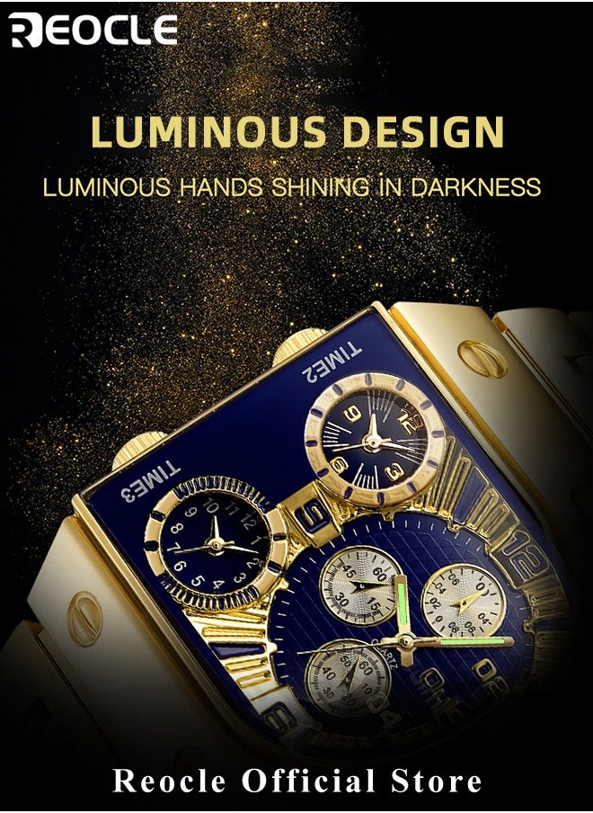 REOCLE - Men's Quartz Watches Steampunk Skeleton Automatic Mechanical Alloy Stainless Steel Watch Classic Luxury Wrist Watches for Men - Image 1
