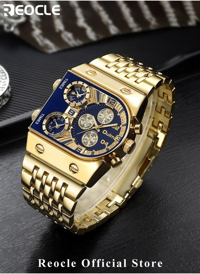 REOCLE - Men's Quartz Watches Steampunk Skeleton Automatic Mechanical Alloy Stainless Steel Watch Classic Luxury Wrist Watches for Men - Image 1