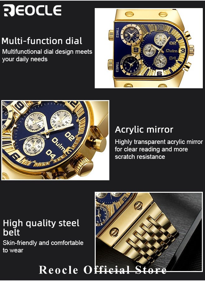 REOCLE - Men's Quartz Watches Steampunk Skeleton Automatic Mechanical Alloy Stainless Steel Watch Classic Luxury Wrist Watches for Men - Image 1