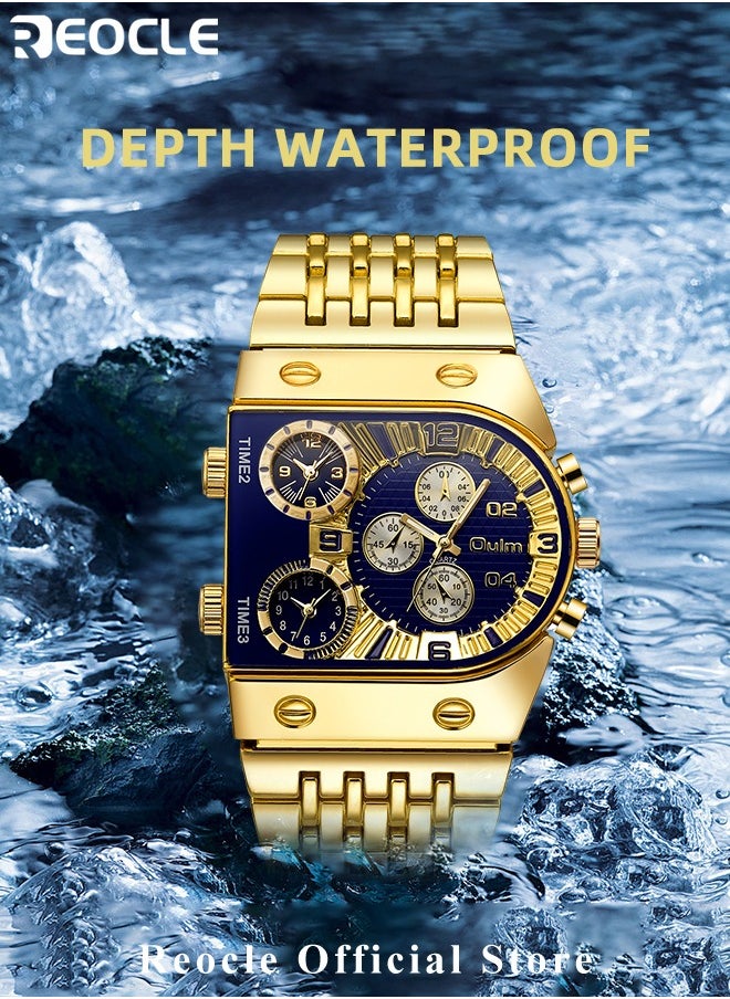 REOCLE - Men's Quartz Watches Steampunk Skeleton Automatic Mechanical Alloy Stainless Steel Watch Classic Luxury Wrist Watches for Men - Image 1